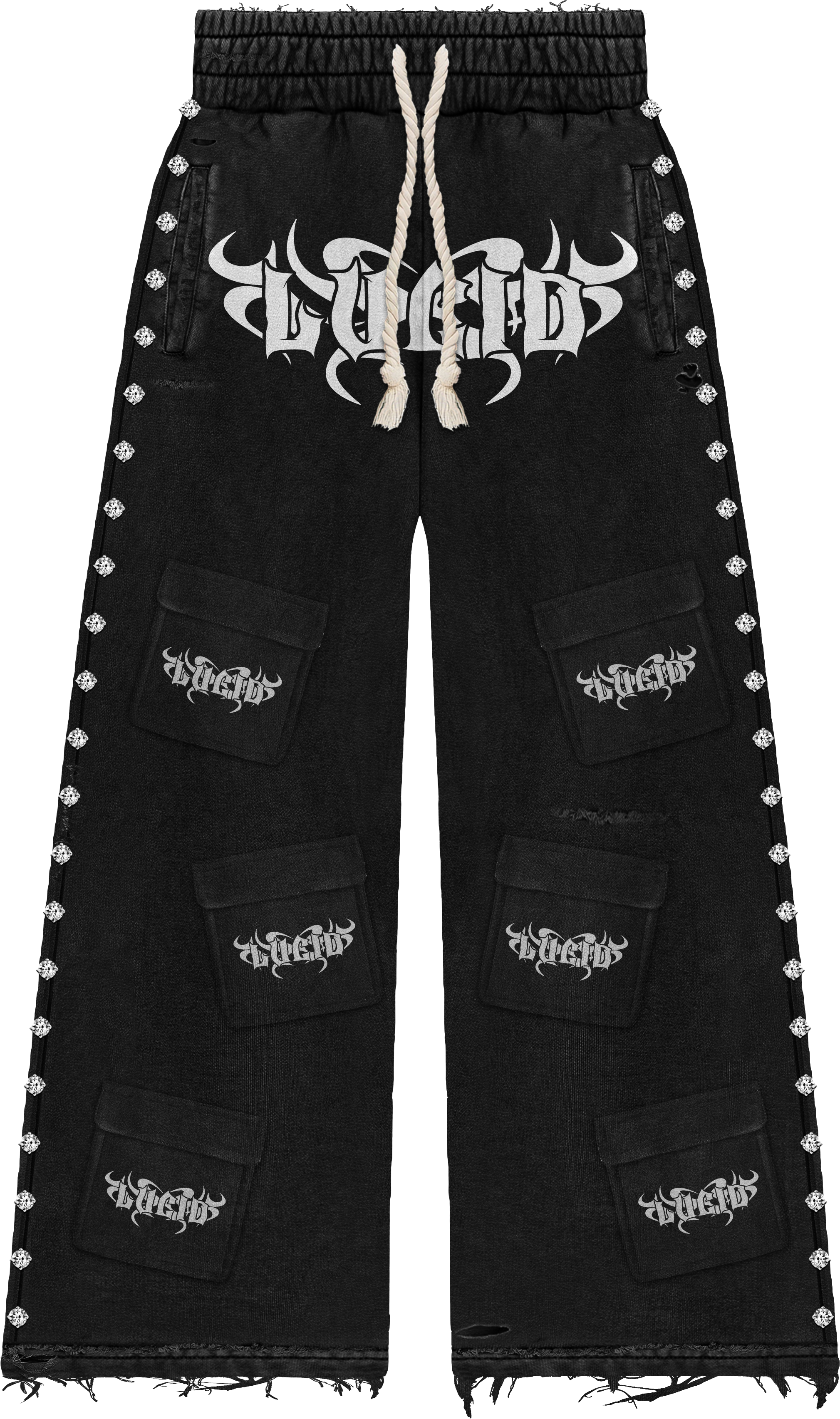 Black Lucid Heavyweight Cargo Sweatpants – 450 GSM