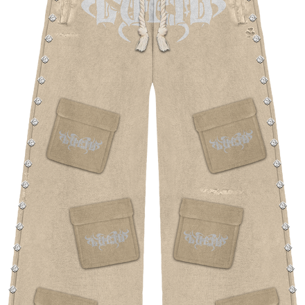 Beige Lucid Heavyweight Cargo Sweatpants – 450 GSM