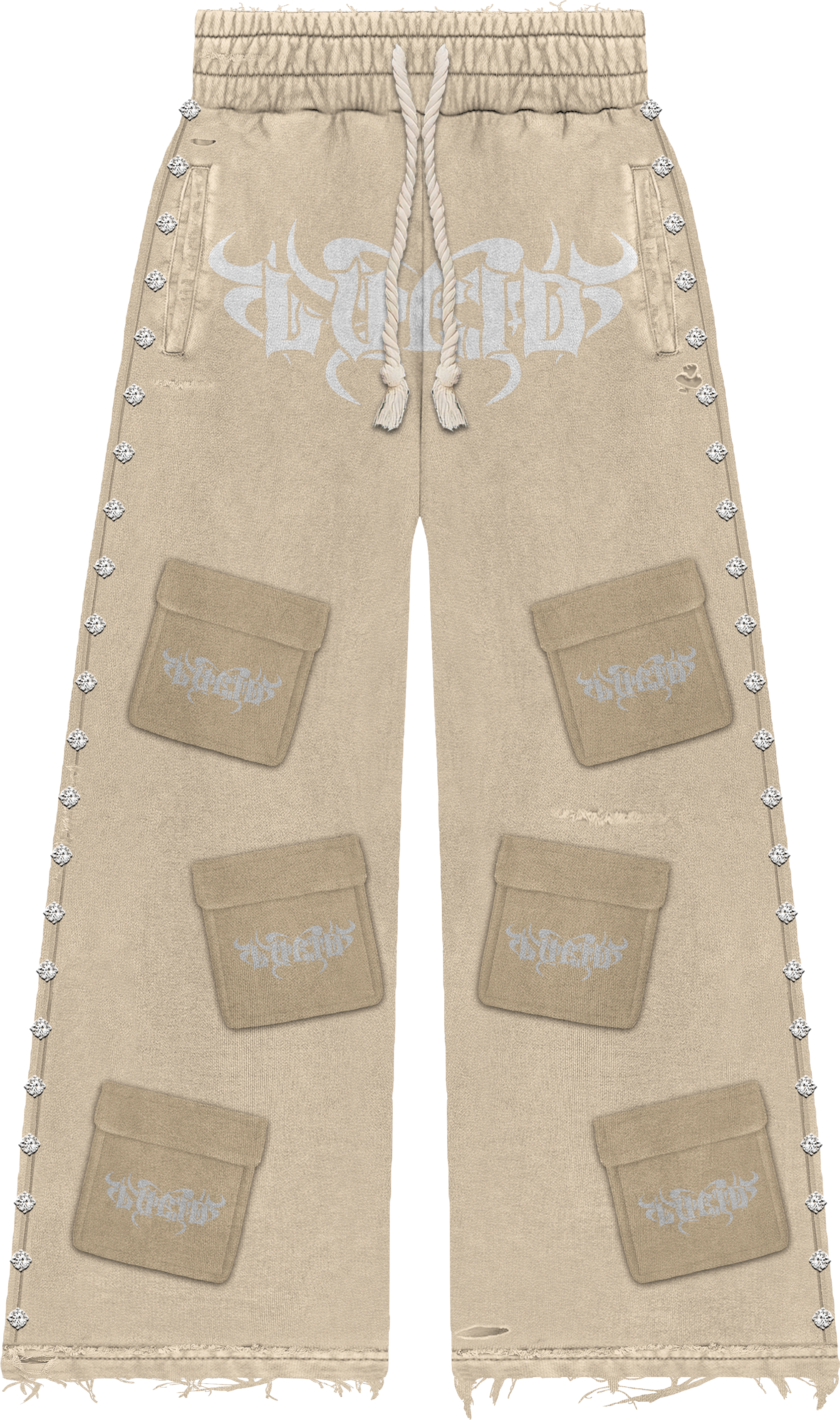 Beige Lucid Heavyweight Cargo Sweatpants – 450 GSM